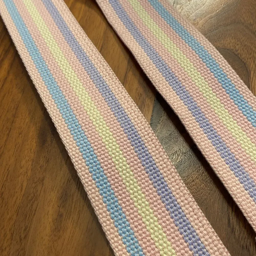 Pastel Pink Blue Yellow Purple Woven Gait Belt 60”